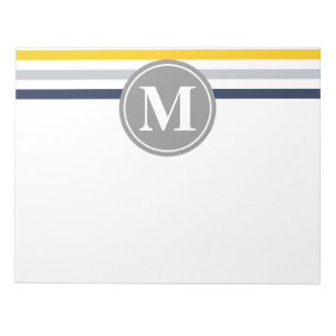 Bloc-note Motif rayé bleu bleu marine Monogramme