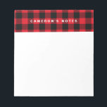 Bloc-note Motif rouge rustique personnalisé<br><div class="desc">Bloc-notes personnalisable avec motif de plaid rouge rustique,  élégant et classique. D'autres couleurs sont disponibles.</div>