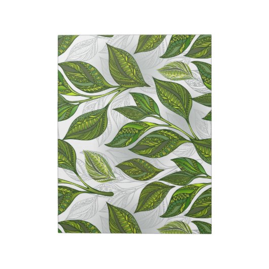 Bloc-note Motif sans couture avec Feuilles de thé vert (Tourné)