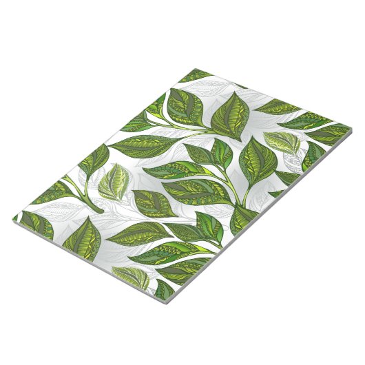 Bloc-note Motif sans couture avec Feuilles de thé vert (Incliné)