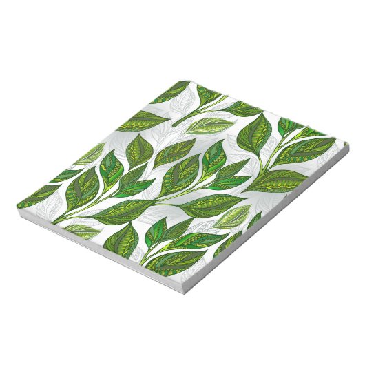 Bloc-note Motif sans couture avec Feuilles de thé vert (Tourné)