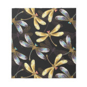Bloc-note Motif sans couture avec libellules d'or (Devant)