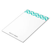 Bloc-note Motif ZigZag Chevron Large Blanc et Sarcelle (Incliné)