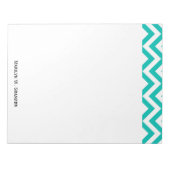 Bloc-note Motif ZigZag Chevron Large Blanc et Sarcelle (Devant)