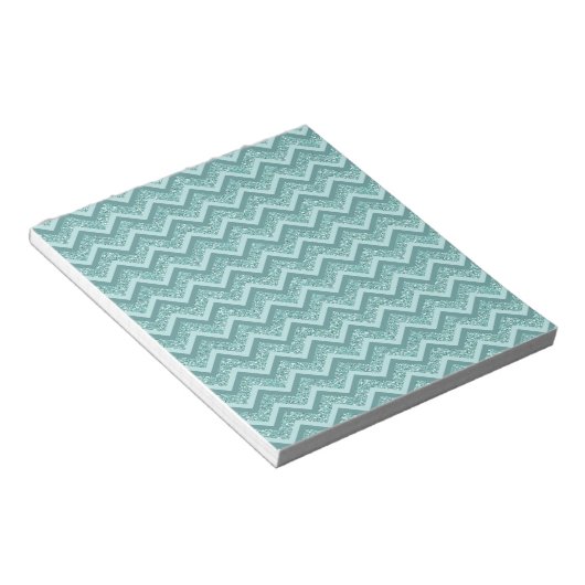 Bloc-note Motif ZigZag Parties scintillant Turquoise (Incliné)