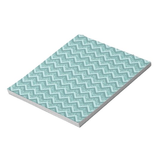 Bloc-note Motif ZigZag Parties scintillant Turquoise (Tourné)