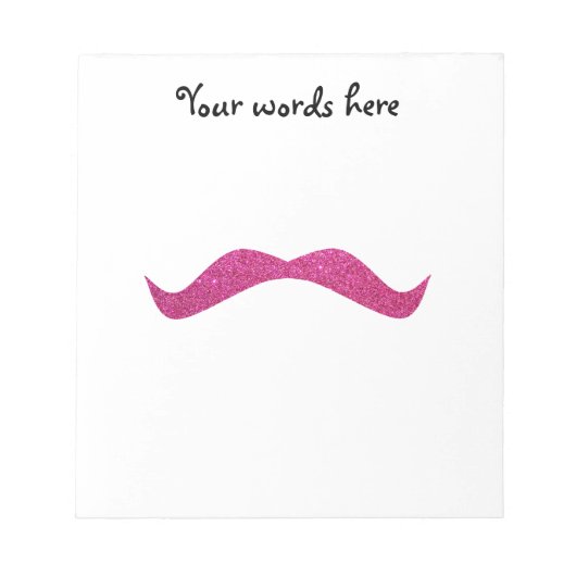 Bloc-note Moustache parties scintillant rose (Devant)