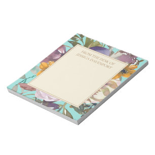 Bloc-note Moutarde violette ivoire sarcelle floral depuis le