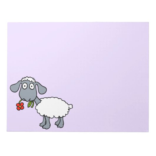 Bloc-note Mouton blanc mignon agneau à la fleur rouge (Devant)