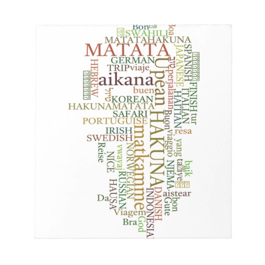 Bloc-note Multilingue Hakuna Matata Art de Nuage de Mots Mon (Devant)