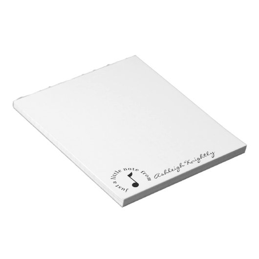 Bloc-note Music Note Nom de script Black White Personnalisé (Incliné)