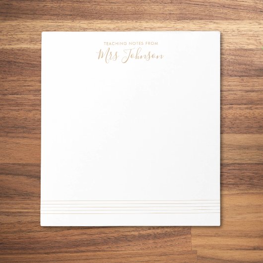 Bloc-note Music Stave Enseignant Notes Script élégant