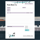 Bloc-note Music Teacher Theme Order Form/Invoice Notepad