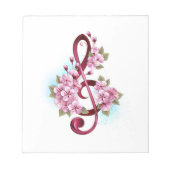 Bloc-note Musical treble clef notes with sakura flowers (Devant)