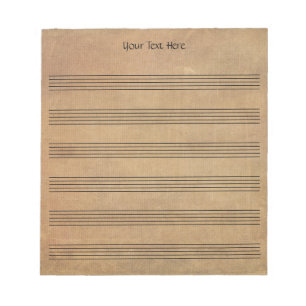 Bloc-note Musique vintage en feuille blanche 6 tiges