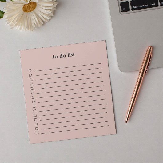Bloc-note Muted Rose To Do List Minimalist Teacher Simple