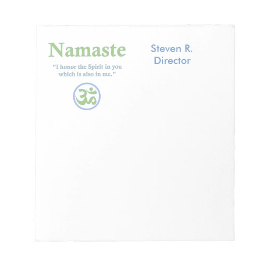 Bloc-note Namaste signification avec Om Symbole (Devant)
