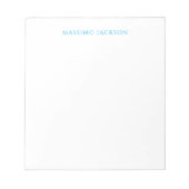 Bloc-note Name Calligraphy Script Plain Simple White Blue (Devant)
