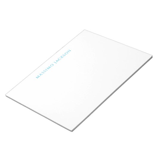 Bloc-note Name Calligraphy Script Plain Simple White Blue (Incliné)