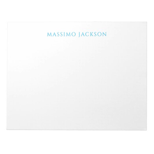 Bloc-note Name Calligraphy Script Plain Simple White Blue (Devant)
