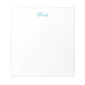 Bloc-note Name Calligraphy Script Plain Simple White Blue (Devant)