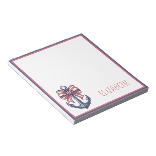 Bloc-note Nautical Blue Anchor With Red and White Stripe Bow (Incliné)