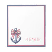 Bloc-note Nautical Blue Anchor With Red and White Stripe Bow (Devant)