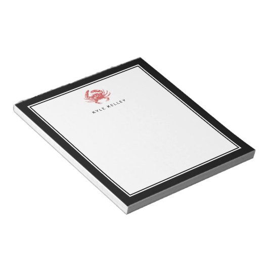 Bloc-note Nautical Personalized Notepad, Red Black Crab (Incliné)