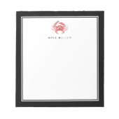 Bloc-note Nautical Personalized Notepad, Red Black Crab (Devant)