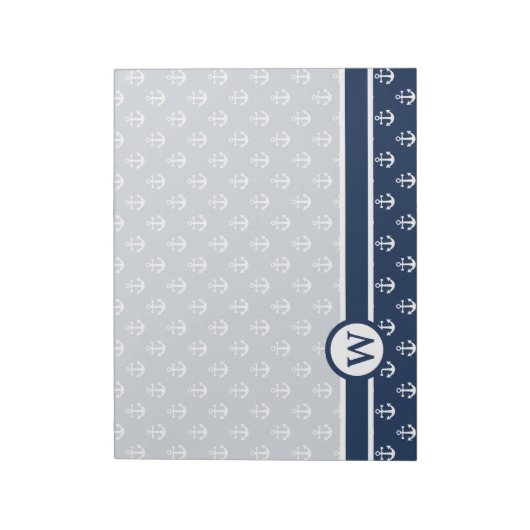 Bloc-note Nautical white anchor on a navy blue background (Tourné)