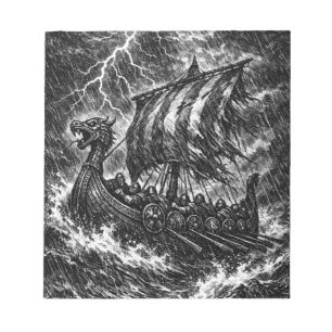 Bloc-note Navire long Viking dans la tempête — Ink Saga Art