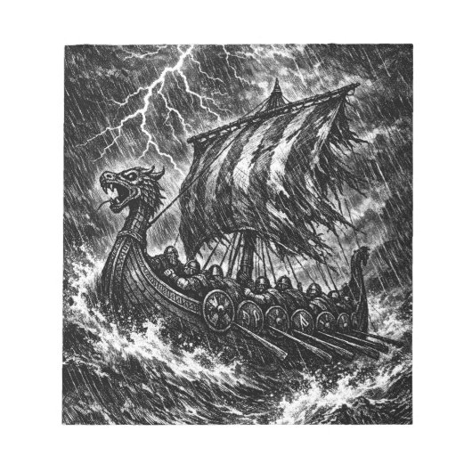 Bloc-note Navire long Viking dans la tempête — Ink Saga Art (Devant)
