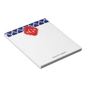 Bloc-note Navy Blanc Marocain #5 Rouge 3 Initiale Monogramme (Incliné)