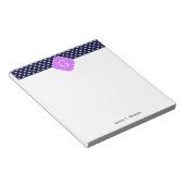 Bloc-note Navy Blanc pois lilas Quatrefeuilles Monogramme (Incliné)