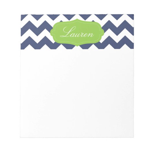 Bloc-note Navy blue chevron et green. monogramme (Devant)