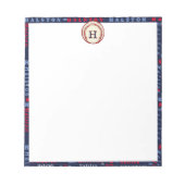 Bloc-note Navy Blue Monogram Nom Cadeaux Enfants garçons bas (Devant)