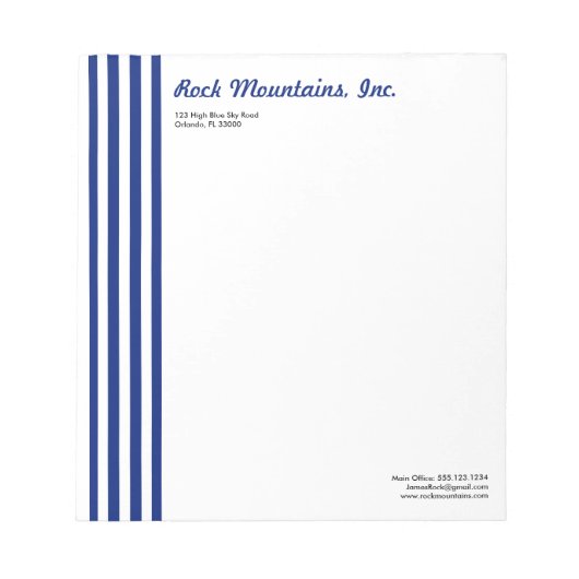 Bloc-note Navy Blue White Stripes Professional Versatile (Devant)
