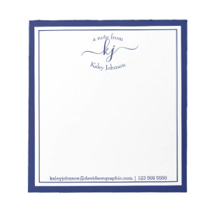 Bloc-note Navy Personalized Name From The Desk Of Notepad