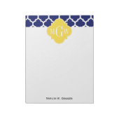 Bloc-note Navy Wht Moroccan #5 Pineapple 3 Initial Monogram (Tourné)