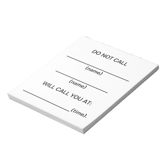 Bloc-note Ne pas appeler les notes de rappel (Tourné)