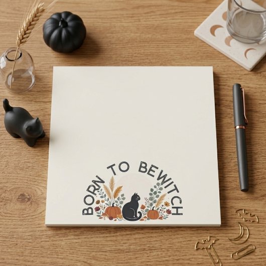 Bloc-note Née pour ensorceler Chat Noir Citrouilles Hallowee