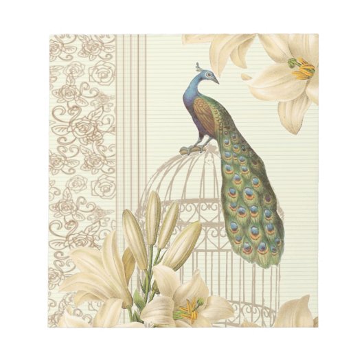 Bloc-note nénuphar vintage paon (Devant)