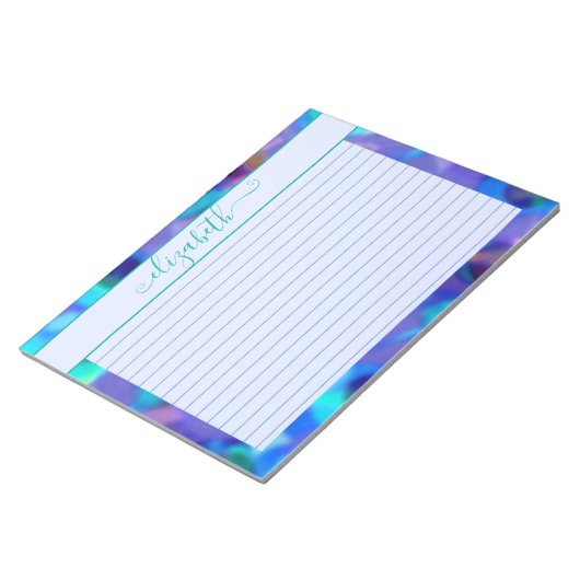 Bloc-note Neon Blue & Aqua Aquarelle Abstraite (Incliné)