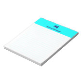 Bloc-note Neon Blue Stylish Personalized Monogram Lined (Tourné)