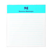Bloc-note Neon Blue Stylish Personalized Monogram Lined (Devant)