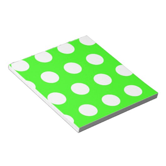 Bloc-note Neon Green Blanc Grand Pois (Incliné)