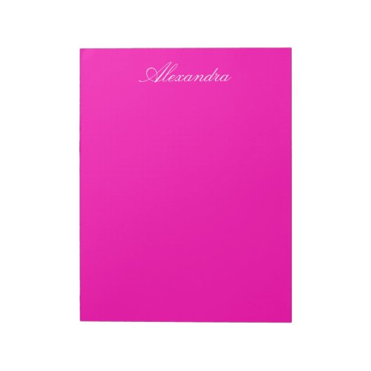 Bloc-note Neon rose Personnaliser couleur solide (Tourné)