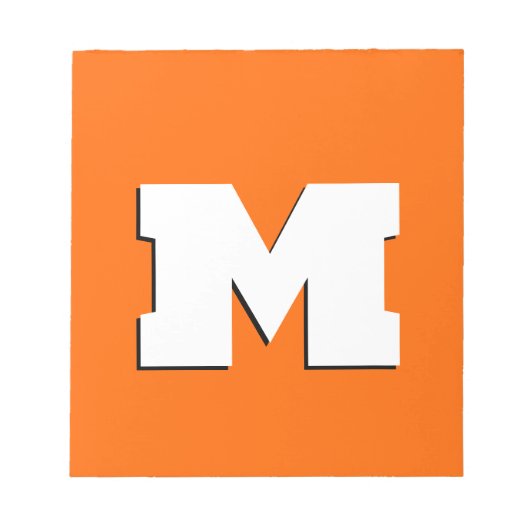 Bloc-note Neon Sunset Orange et blanc 3D Big Modern Initial (Devant)