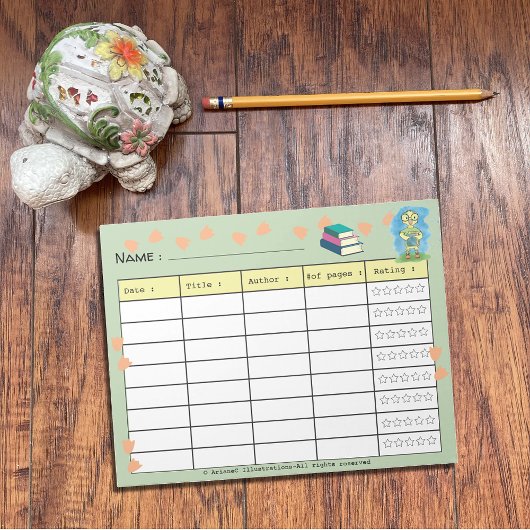Bloc-note Nerdy Duckkking Kid Spring Book Log avec des notes