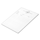 Bloc-note Nettoyer + Pages de recette simple Monogramme Bloc (Incliné)